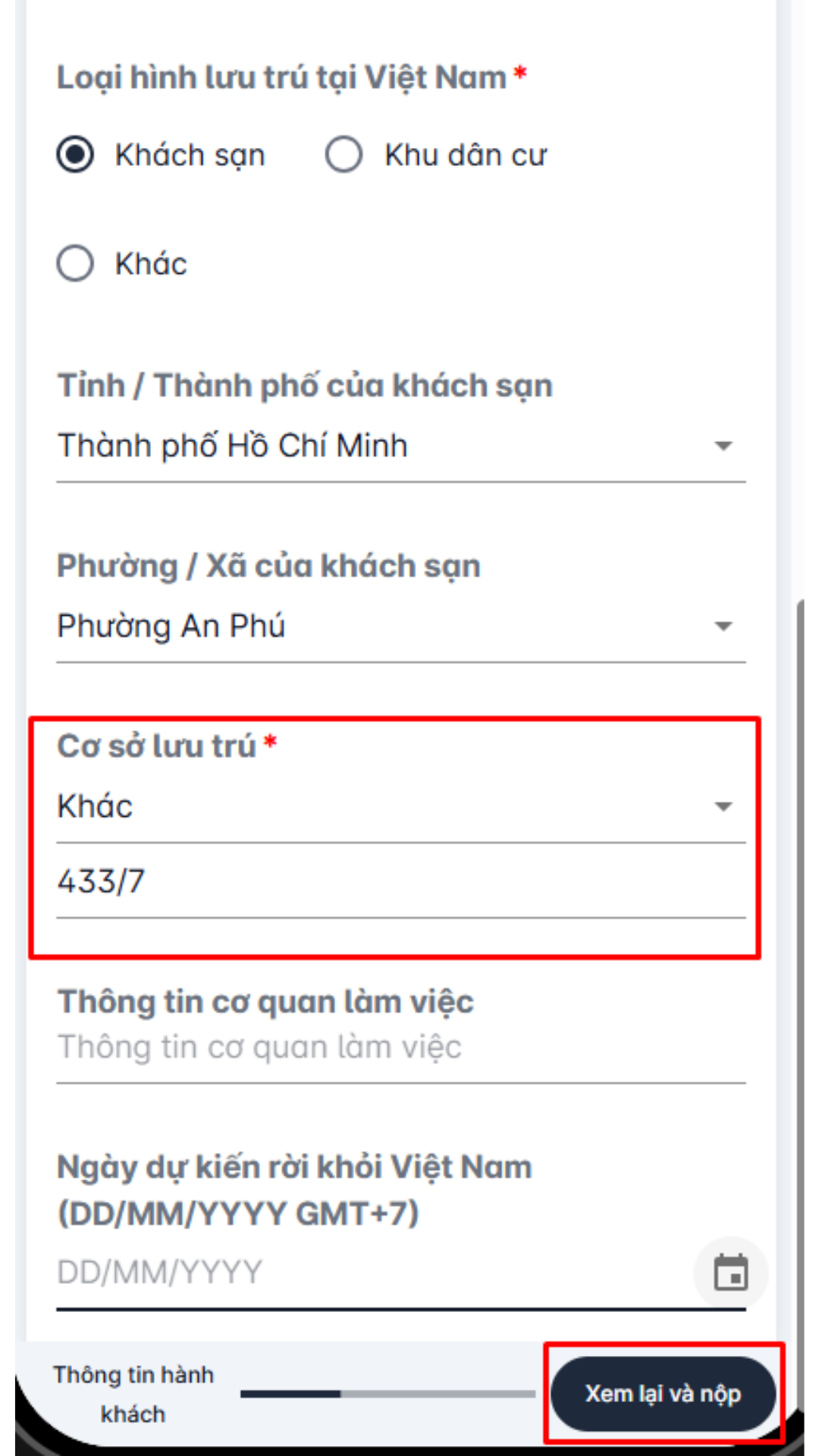 Điền thông tin chuyến đi