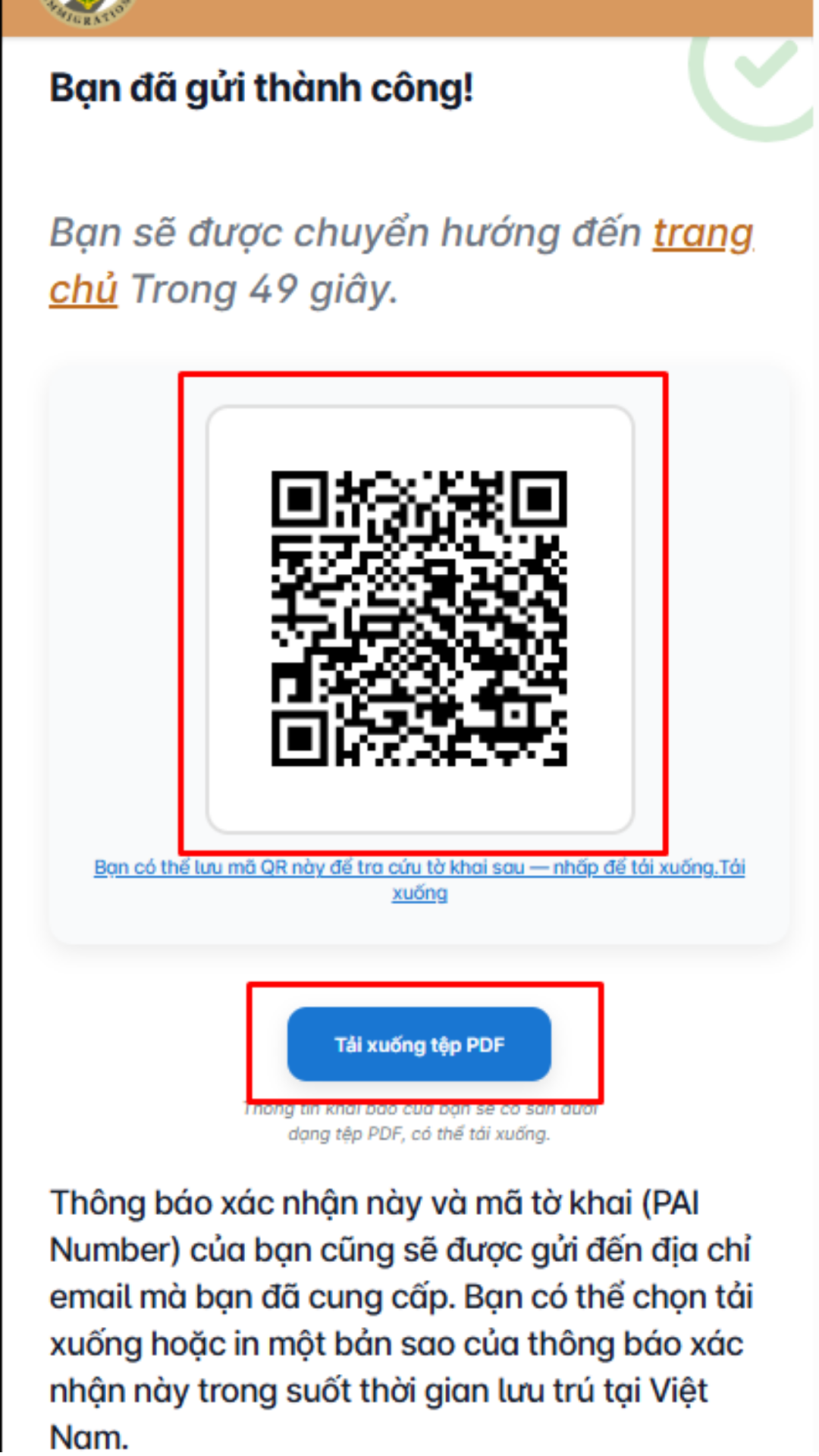 Hoàn tất và chụp lại hoặc tải mã QR về máy 