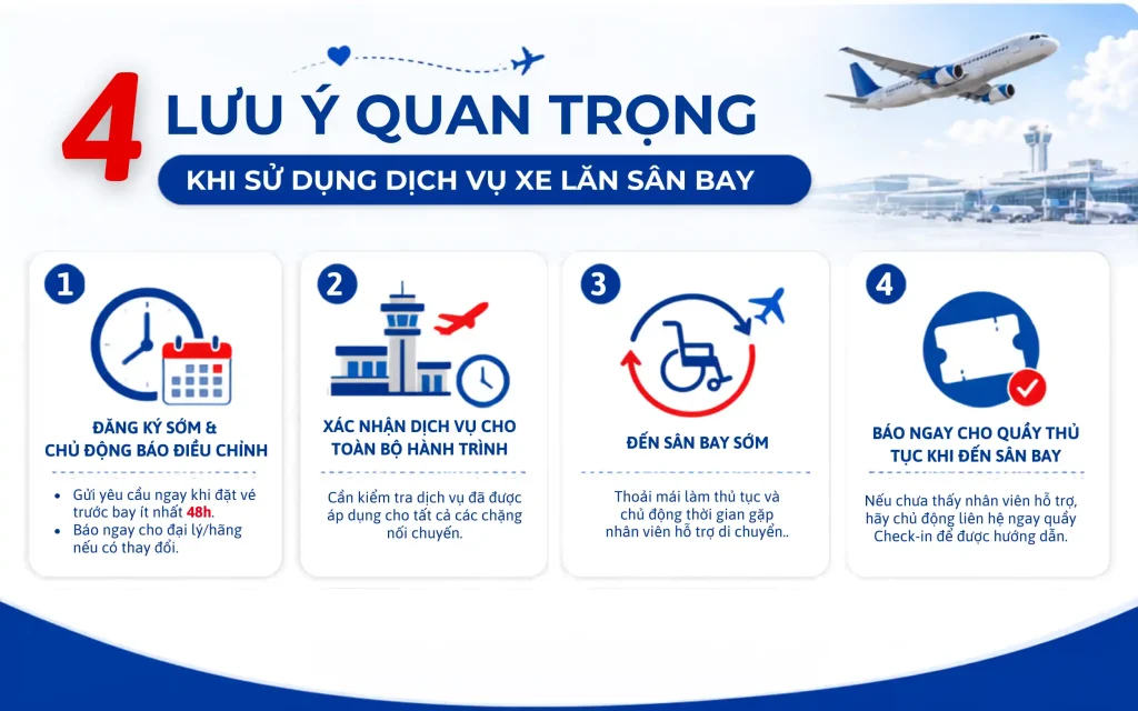 Những lưu ý khi đăng ký xe lăn sân bay