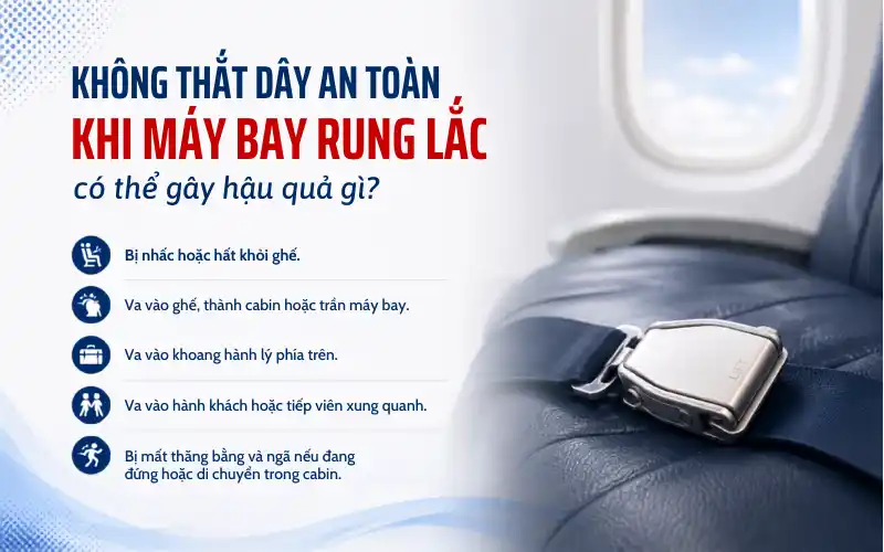 Không thắt dây an toàn khi máy bay rung lắc có thể gây hậu quả gì?