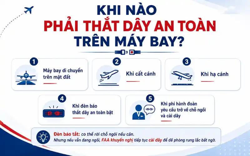 Khi nào phải thắt dây an toàn trên máy bay?