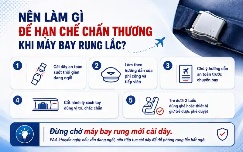 Nên làm gì để hạn chế chấn thương khi máy bay rung lắc?