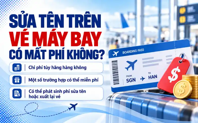 Sửa tên trên vé máy bay có mất phí không?