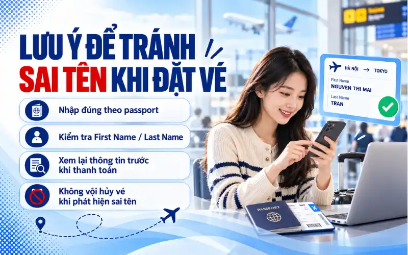 Những lưu ý để tránh sai tên khi đặt vé máy bay